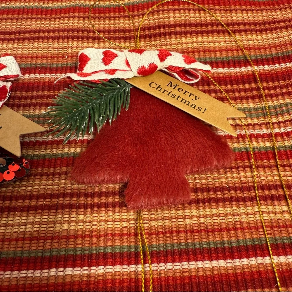 NWT Christmas Tree Ornaments Plush Decoration Bells Hanging Gift Wind Chimes